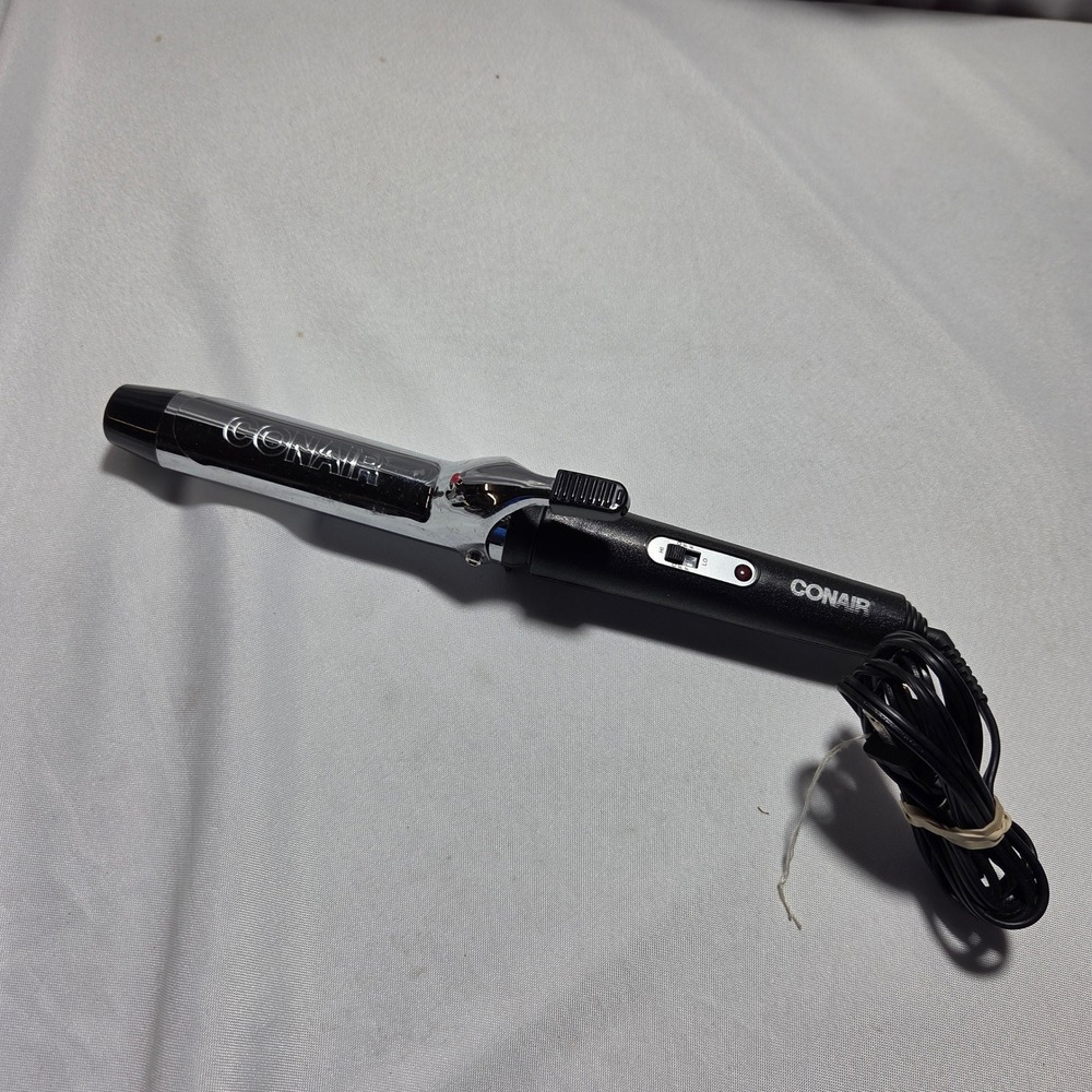 Conair 1 Inch Chrome Curling Iron Black Silver High Low Heat CD87NR